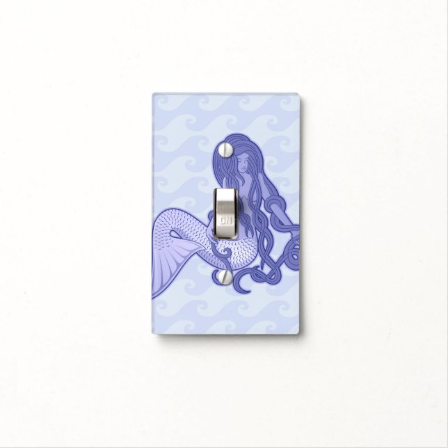 Sitting Mermaid Blue Light Switch Cover (In Situ)