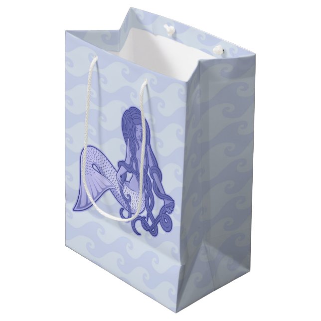 Sitting Mermaid Blue Medium Gift Bag (Front Angled)