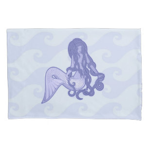 Sitting Mermaid Blue Pillow Case