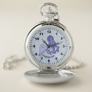 Sitting Mermaid Blue Pocket Watch