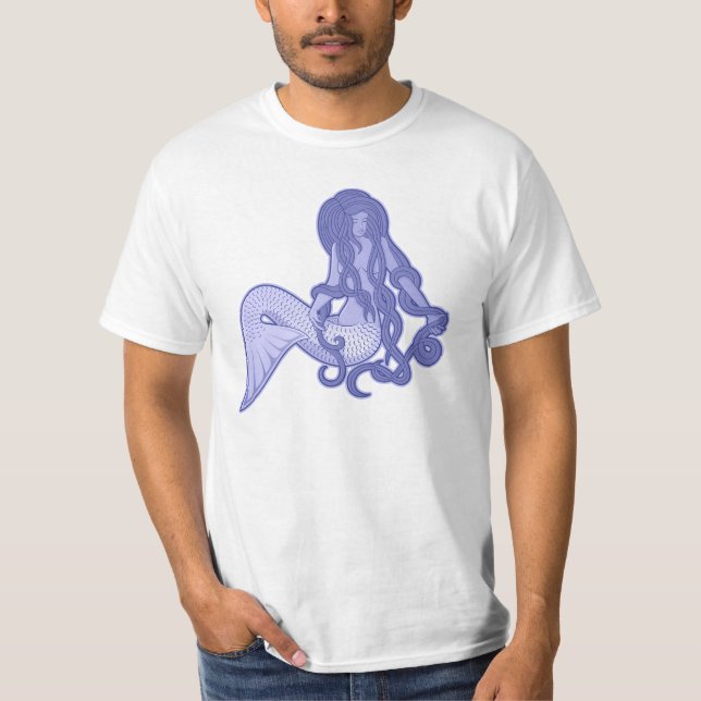 Sitting Mermaid Blue T-Shirt (Front)