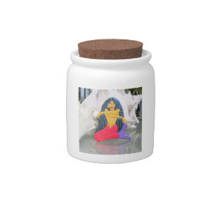 sitting mermaid candy jar