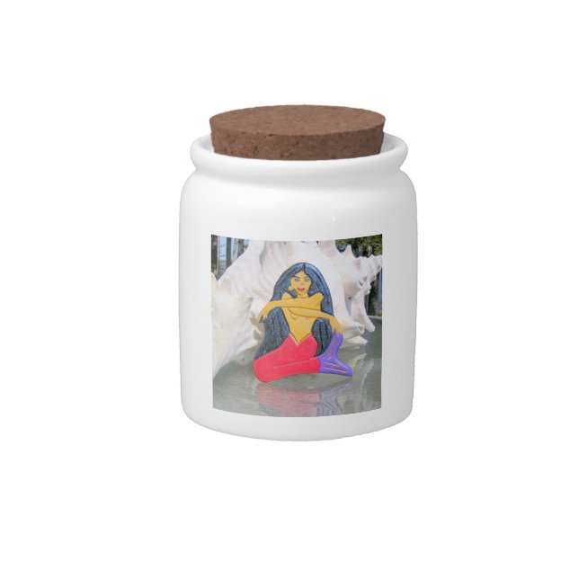 sitting mermaid candy jar (Front)