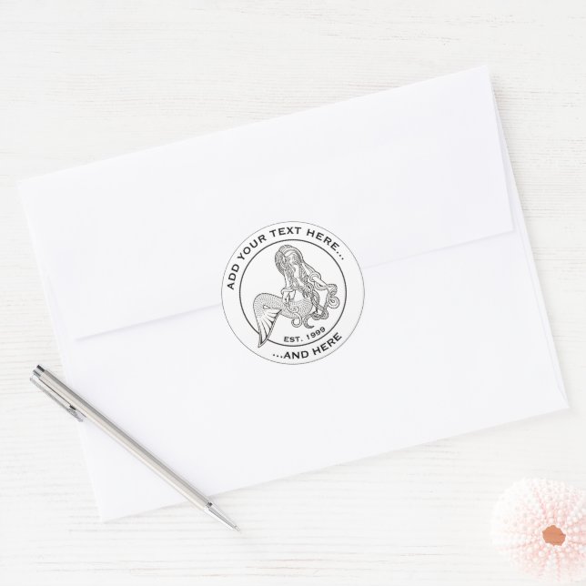 Sitting Mermaid Envelope Seal Stickers (Envelope)