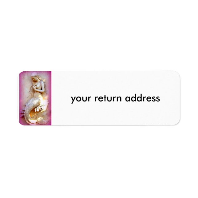 sitting mermaid pink return address label (Front)