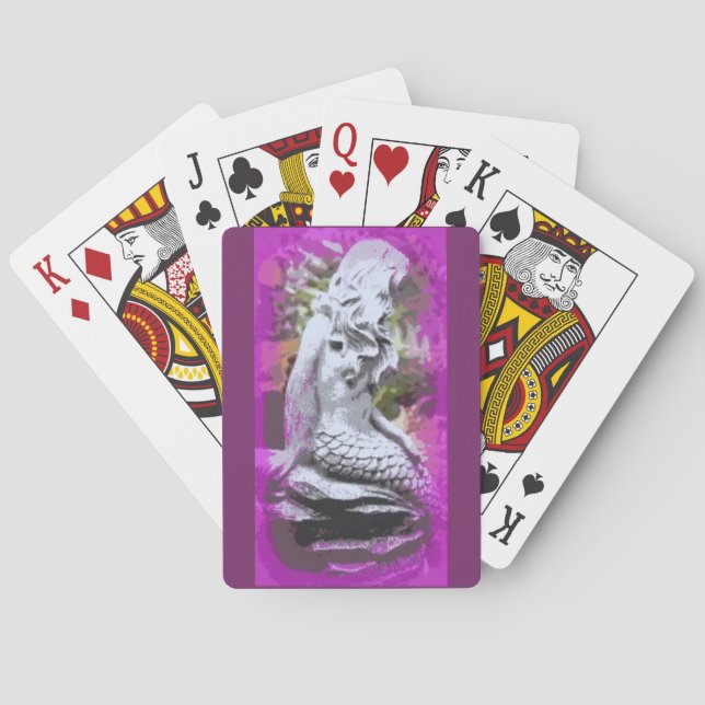 sitting mermaid purple playing cards (Back)