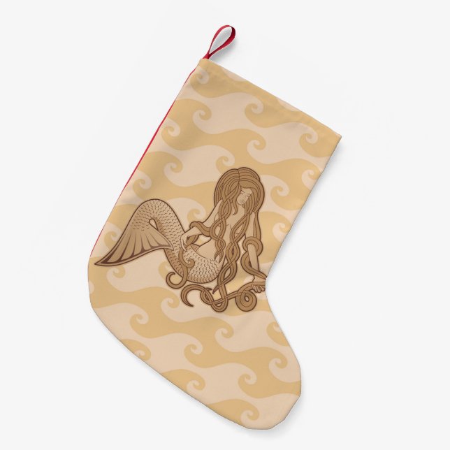 Sitting Mermaid Small Christmas Stocking (Front (Hanging))