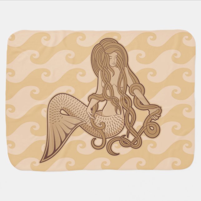Sitting Mermaid Swaddle Blanket (Horizontal)