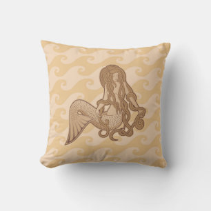 Sitting Mermaid Throw Pillow
