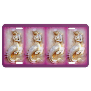 sitting mermaids lavender license plate