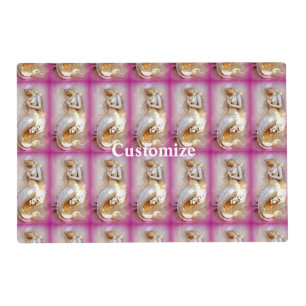 sitting mermaids pink  placemat
