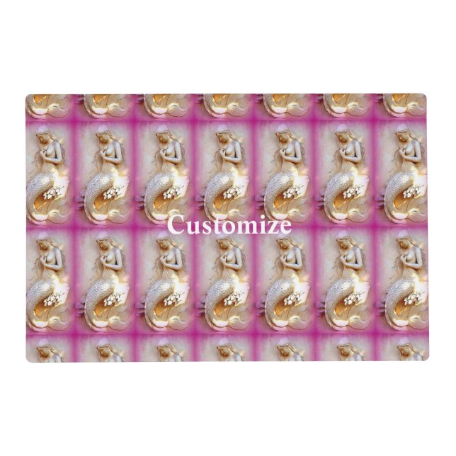 sitting mermaids pink  placemat (Front)