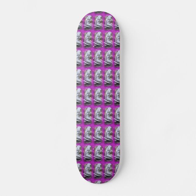 sitting mermaids purple skateboard deck (Front)