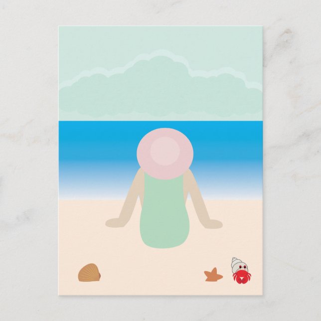 Sitting on the Beach Sand Postcard (Front)