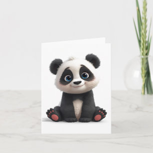 Sitting Panda Bear Cartoon Illustration Art Card