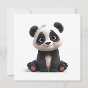 Sitting Panda Bear Cartoon Illustration Art Holiday Card