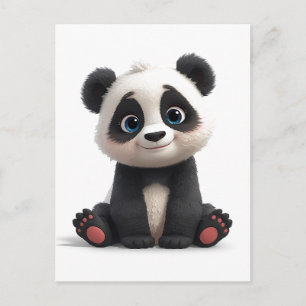 Sitting Panda Bear Cartoon Illustration Art Postcard