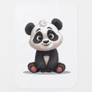 Sitting Panda Bear Cartoon Illustration Artwork Baby Blanket