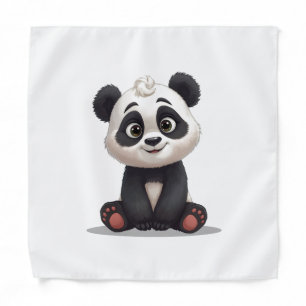 Sitting Panda Bear Cartoon Illustration Artwork Bandana