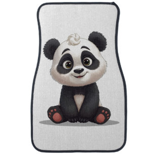 Sitting Panda Bear Cartoon Illustration Artwork Car Floor Mat