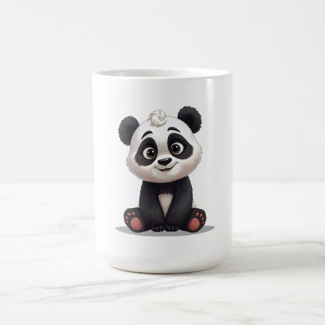 Sitting Panda Bear Cartoon Illustration Artwork Coffee Mug (Center)