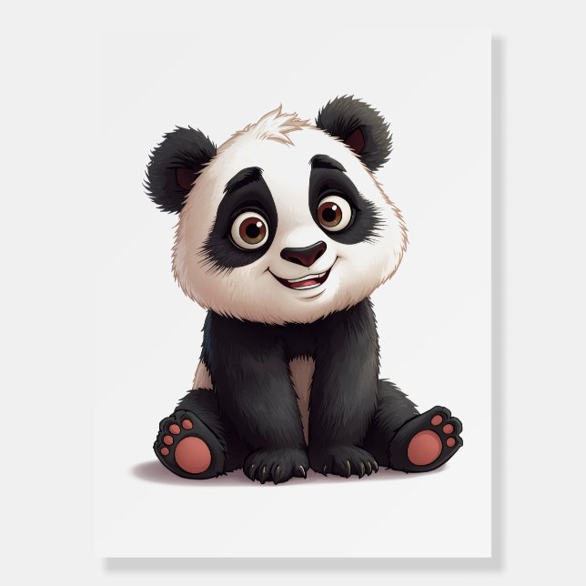 Sitting Panda Bear Cartoon Illustration Artwork Foam Board (Front)