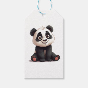 Sitting Panda Bear Cartoon Illustration Artwork Gift Tags