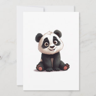 Sitting Panda Bear Cartoon Illustration Artwork Holiday Card