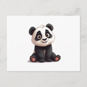 Sitting Panda Bear Cartoon Illustration Artwork Holiday Postcard