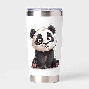 Sitting Panda Bear Cartoon Illustration Artwork Insulated Tumbler
