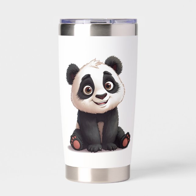 Sitting Panda Bear Cartoon Illustration Artwork Insulated Tumbler (Front)