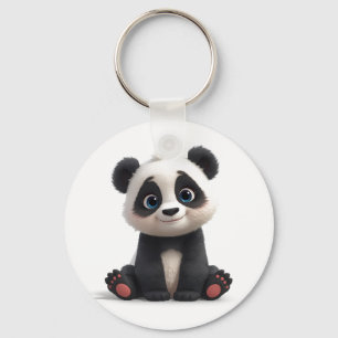 Sitting Panda Bear Cartoon Illustration Artwork Keychain