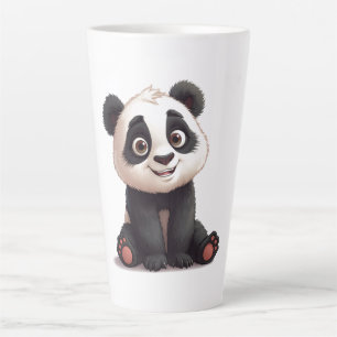 Sitting Panda Bear Cartoon Illustration Artwork Latte Mug