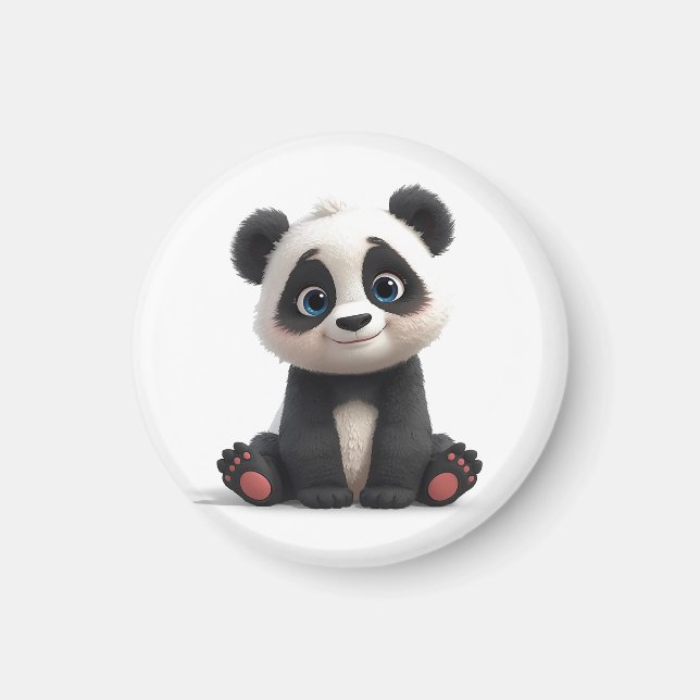 Sitting Panda Bear Cartoon Illustration Artwork Magnet (Front)