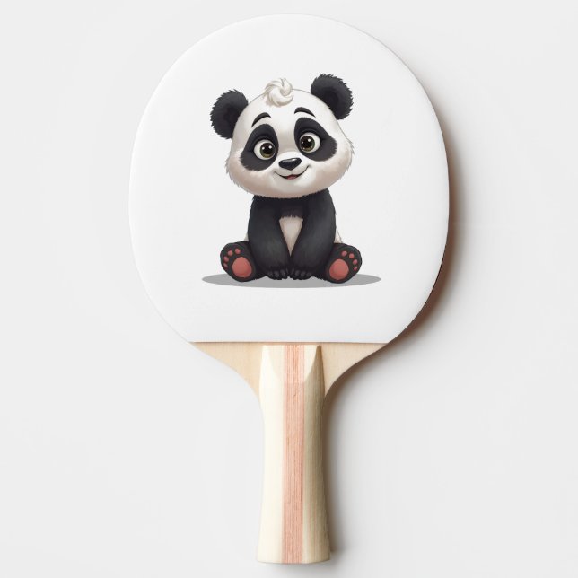 Sitting Panda Bear Cartoon Illustration Artwork Ping Pong Paddle (Front)