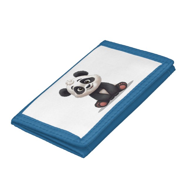Sitting Panda Bear Cartoon Illustration Artwork Trifold Wallet (Bottom)