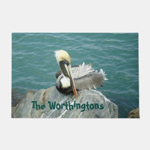 Sitting Pelican Personalized Doormat