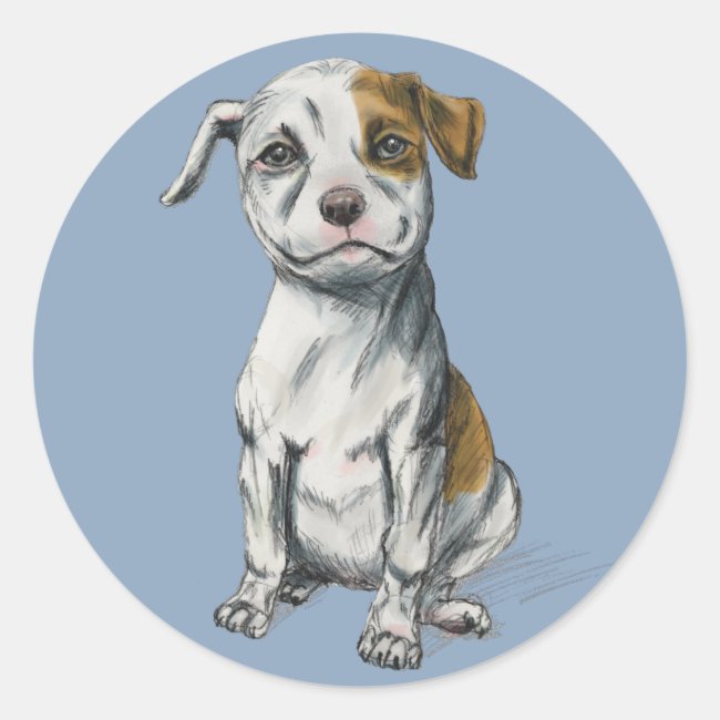 Sitting Pit Bull Puppy Drawing