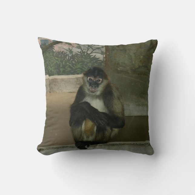Sitting Pretty Monkey Throw Pillow (Front)