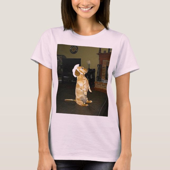 Sitting Pretty or Watching TV Dachshund T-Shirt (Front)