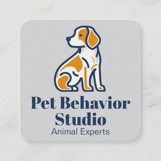 Sitting Puppy Illustration | Dog Trainer Square Business Card (Front)