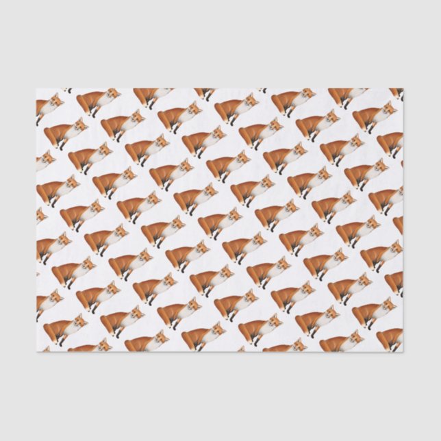 Sitting Red Fox Wildlife Tissue Paper (Front)