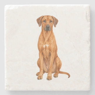 Sitting Rhodesian Ridgeback Natural Stone Coaster