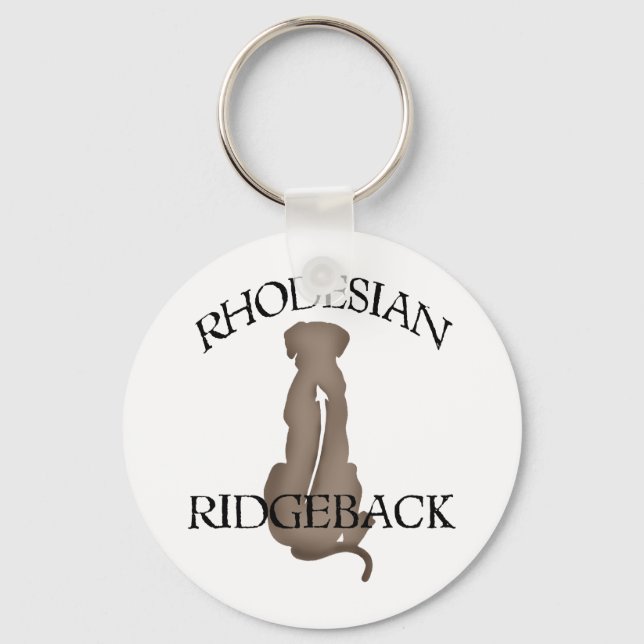 Sitting Rhodesian Ridgeback w/ Text Keychain (Front)