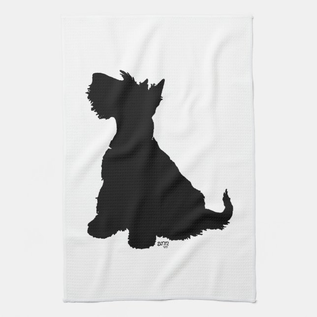 Sitting Scottie Dog Kitchen Towel (Vertical)