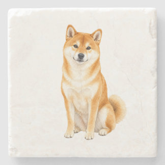 Sitting Shiba Inu Natural Stone Coaster