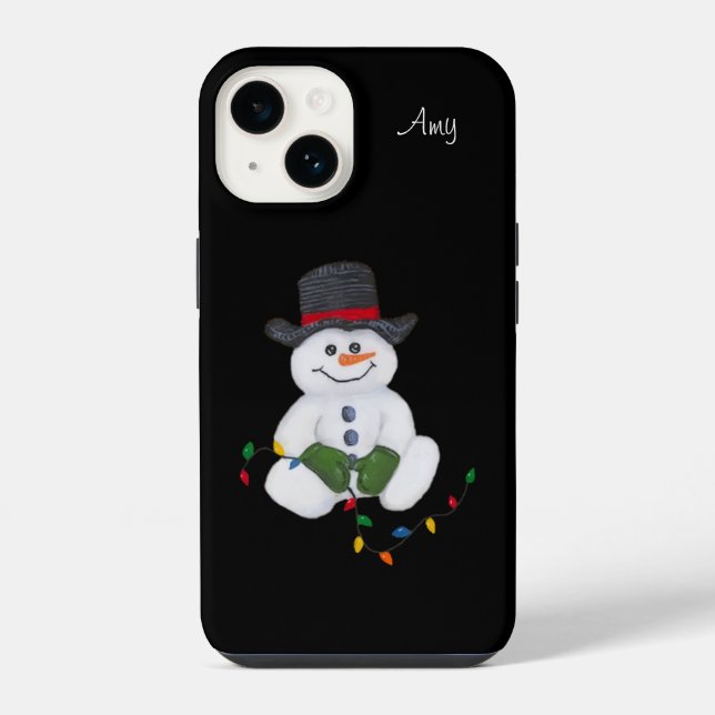 Sitting Snowman  Iphone Case (Back)