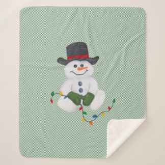 Sitting Snowman Sherpa Blanket