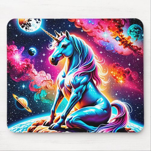 Sitting Space Unicorn Mouse Pad