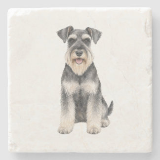 Sitting Standard Schnauzer Natural Stone Coaster